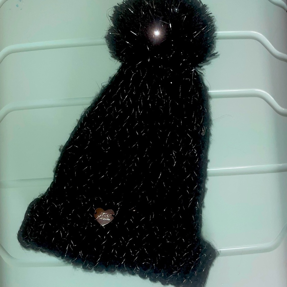 BETSEY JOHNSON POM BLACK AND SILVER HAT